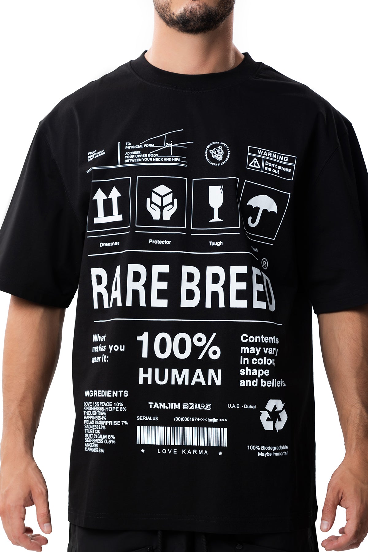 100% HUMAN T-SHIRT - BLACK