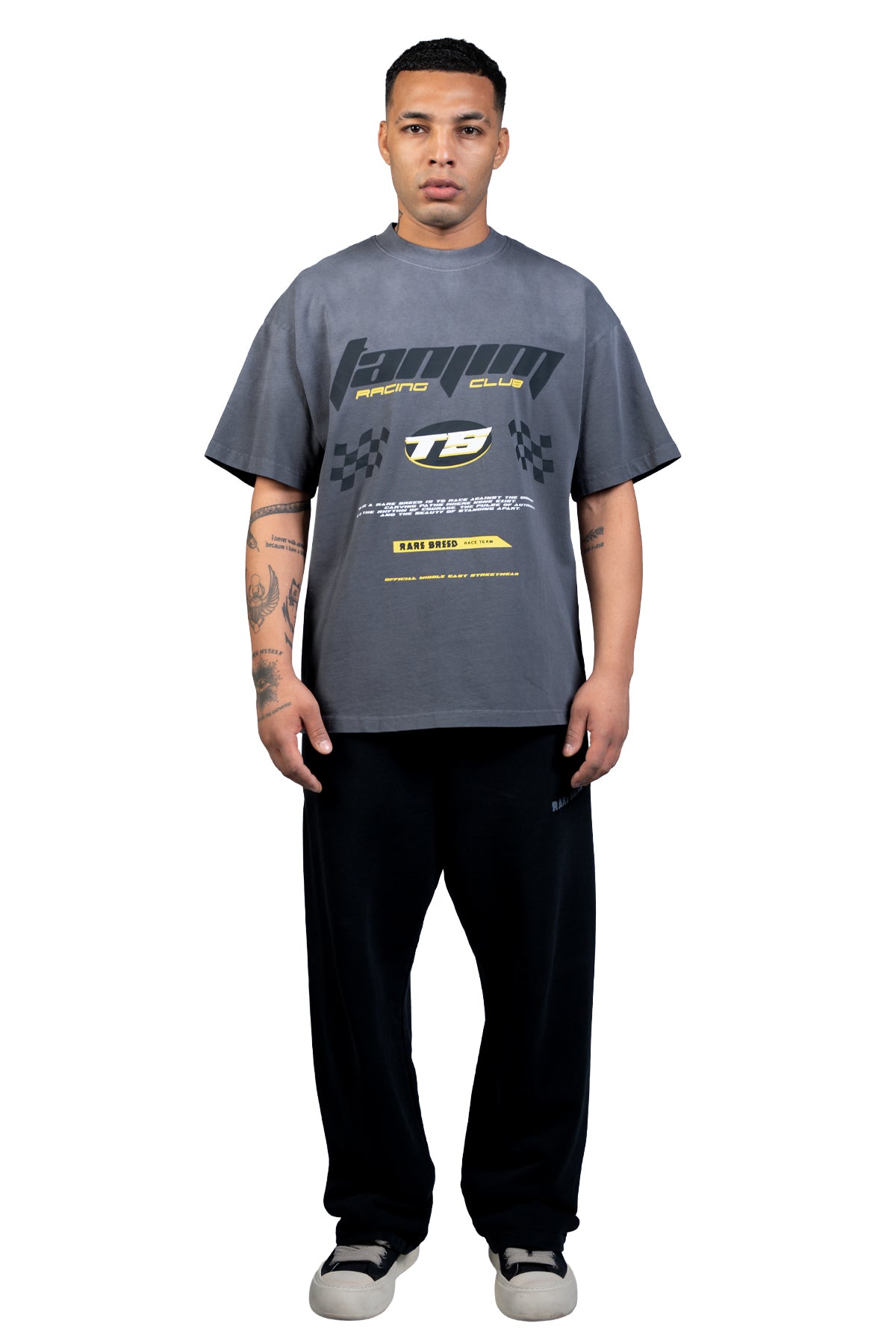 TS RACING ACID WASH T-SHIRT-GREY