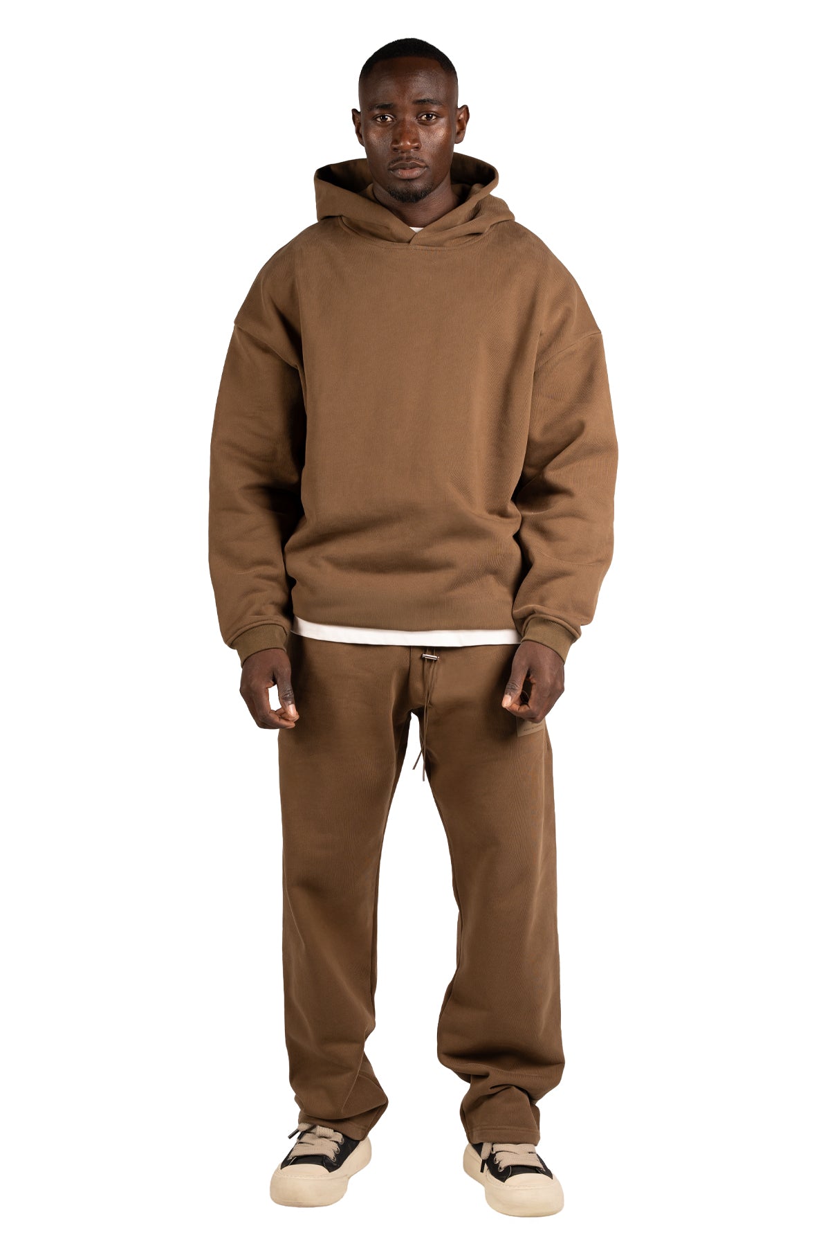 TS PLAIN HOODIE-BROWN
