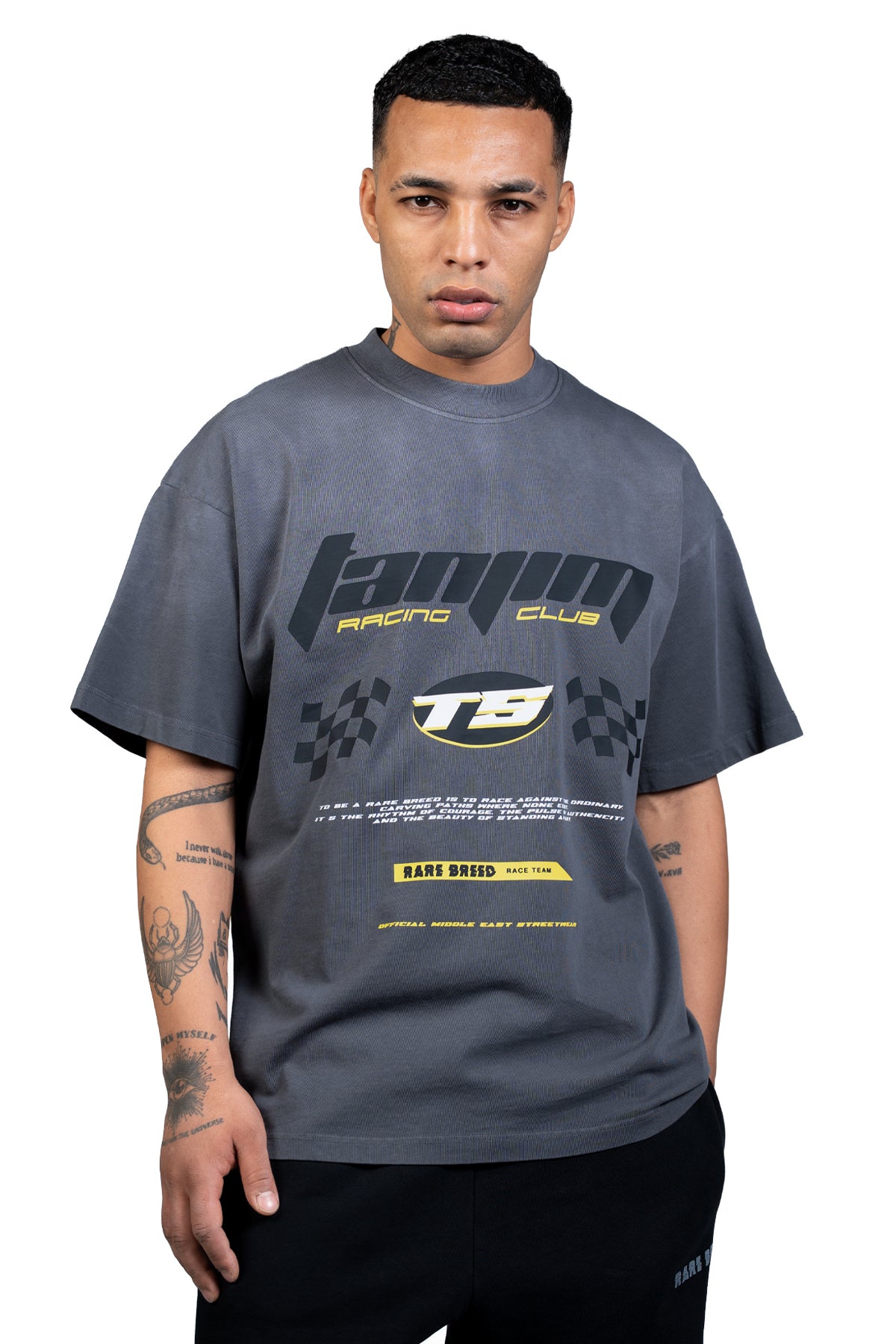 TS RACING ACID WASH T-SHIRT-GREY