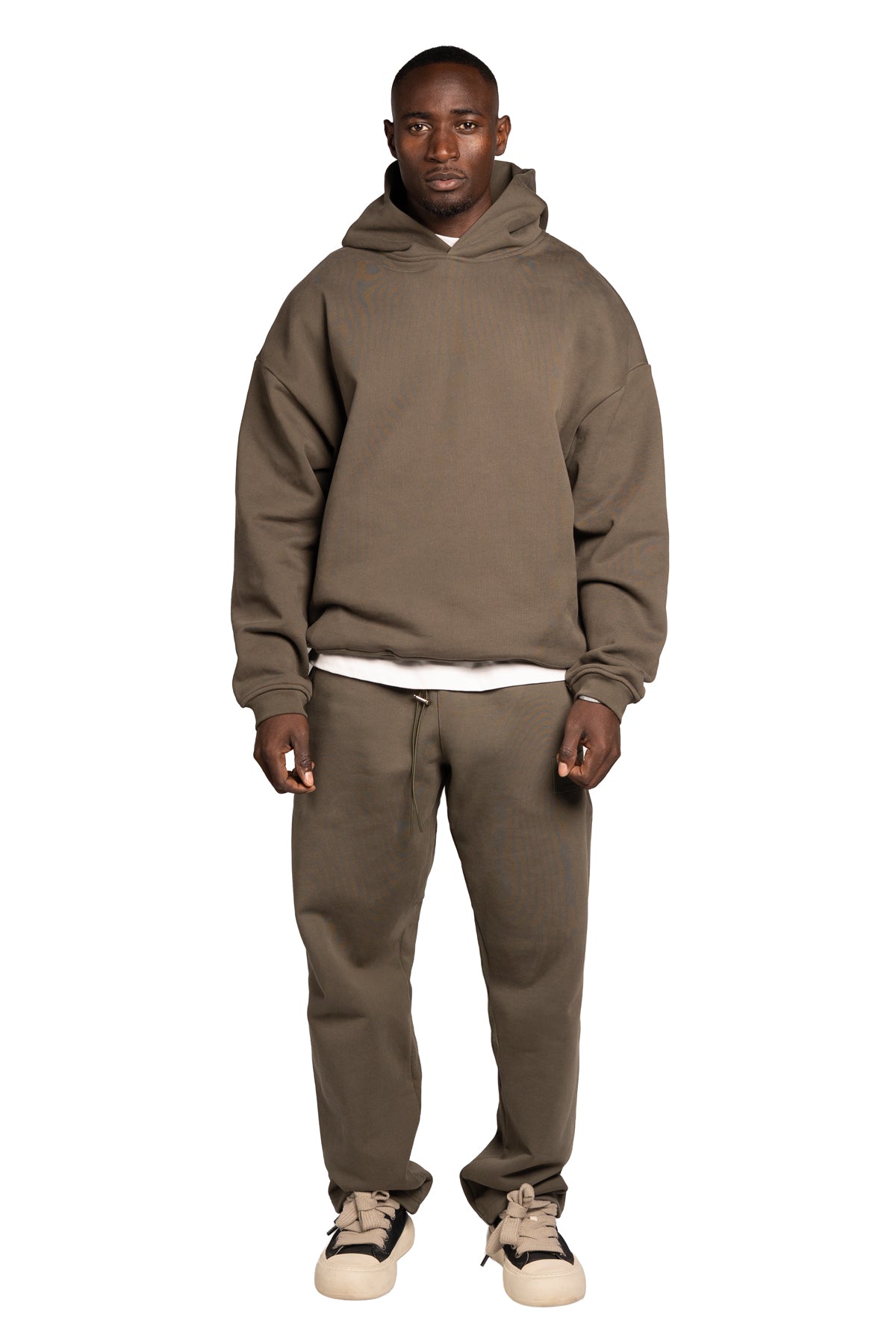 TS PLAIN HOODIE-OLIVE